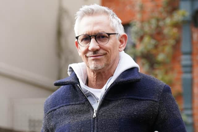 Gary Lineker, who will return to TV screens to present live coverage of the FA Cup quarter-final between Manchester City and Burnley on Saturday.