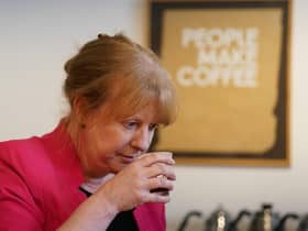 Deputy First Minister Shona Robison samples coffee during a visit to sustainable coffee roaster Dear Green, in Glasgow, to highlight the Scottish Government's new financial and economic policy commitments