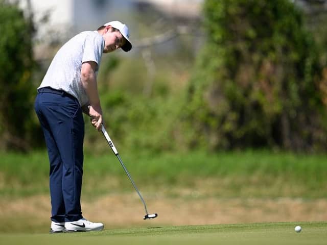 Bob MacIntyre putts on the green of the second hole during the final round of the Mexico Open at Vidanta at Vidanta Vallarta in Puerto Vallarta, Jalisco. Picture: Orlando Ramirez/Getty Images.