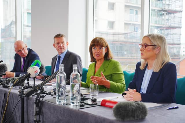 (left to right) John Swinney, appeared with Rhun ap Iorwerth, Mary Lou McDonald and Michelle O'Neill on Monday