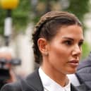 Rebekah Vardy looking apprehensive outside the High Court during the 'Wagatha Christie' case