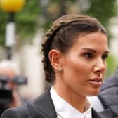 Rebekah Vardy looking apprehensive outside the High Court during the 'Wagatha Christie' case