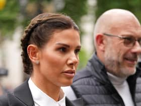 Rebekah Vardy looking apprehensive outside the High Court during the 'Wagatha Christie' case