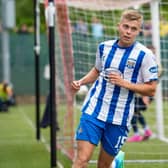 Fraser Murray turns away to celebrate giving Kilmarnock the lead in their Premier Sports Cup match against East Kilbride at K-Park. (Photo by Mark Scates / SNS Group)