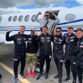 Josh Taylor and team used a private jet for the last leg of their journey home. Picture: MTK Global Boxing