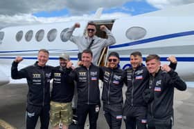 Josh Taylor and team used a private jet for the last leg of their journey home. Picture: MTK Global Boxing