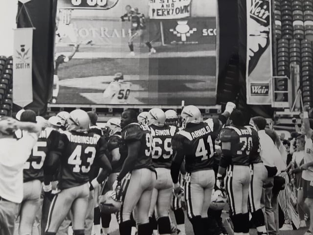 The scene pitchside on game day ... and on the big screen