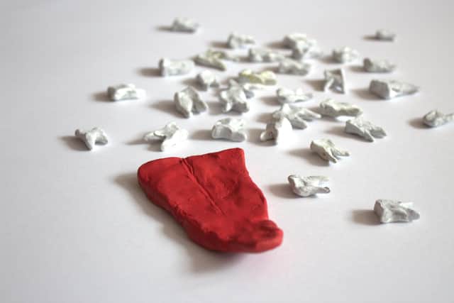 One of the exhibition pieces, designed by a young person taking part in U-evolve's art therapy workshops in Edinburgh, that will go on display at The Art of Taking Up Space at the end of the month.