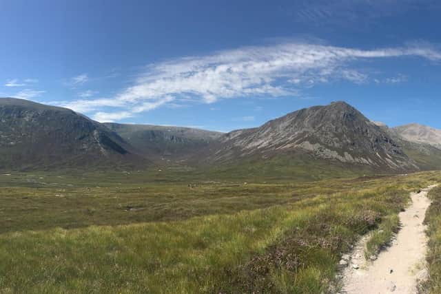 The path from the Luibeg Burn up to the Lairig Ghru, with a mast planned for a spot on the right hand side of the path as it heads north. PIC: Contributed.