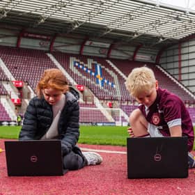 Local kids learning digital skills at Heart of Midlothian FC's Innovation Centre. Picture: David Mollison