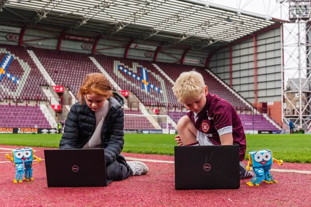 Local kids learning digital skills at Heart of Midlothian FC's Innovation Centre. Picture: David Mollison