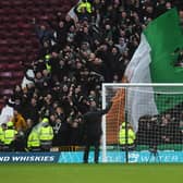 Celtic manager Ange Postecoglou celebrates with the Celtic fans at Motherwell. (Photo by Craig Foy / SNS Group)