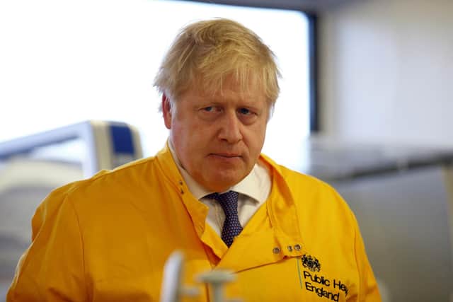 Prime Minister Boris Johnson  visits a laboratory at the Public Health England National Infection Service in Colindale, north London. Picture: Henry Nicholls/PA Wire