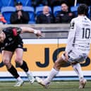 Captain Kyle Steyn scored two of Glasgow Warriors' record 11 tries against the Dragons.  (Photo by Craig Williamson / SNS Group)