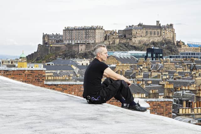 Ali McInnes, one of the maintenance officers at the King's, on the roof of the theatre, which has spectacular 360 views across the rooftops of Edinburgh. Over the closures of the theatre through the pandemic, he was one of the only people regularly in the building, ensuring that it did not fall into disrepair. Picture: Anneleen Lindsay
