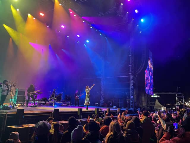 Sophie Ellis-Bextor opened Edinburgh's Hogmanay festival with a headline gig in Princes Street Gardens.