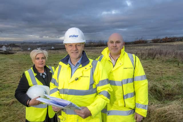 Louise Caldwell, regional sales director; Andrew McArthur, regional operations director; and Arthur Mann, regional land director. Picture: Peter Devlin