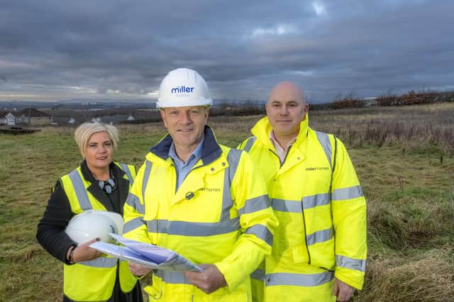 Louise Caldwell, regional sales director; Andrew McArthur, regional operations director; and Arthur Mann, regional land director. Picture: Peter Devlin