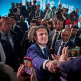 President Emmanuel Macron after polls closed in the first round of voting in the French Presidential Election.