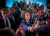President Emmanuel Macron after polls closed in the first round of voting in the French Presidential Election.