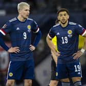 Scotland's Lyndon Dykes (left) and Che Adams failed to train with the squad ahead of the trip to Poland to face Ukraine. (Photo by Craig Williamson / SNS Group)