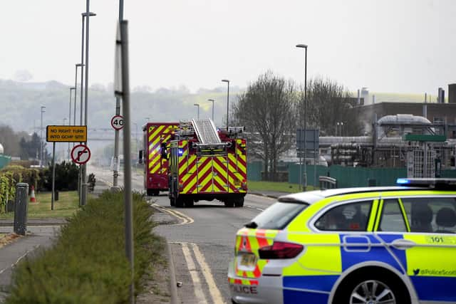 Picture Michael Gillen. Emergency services at the Ineos site.