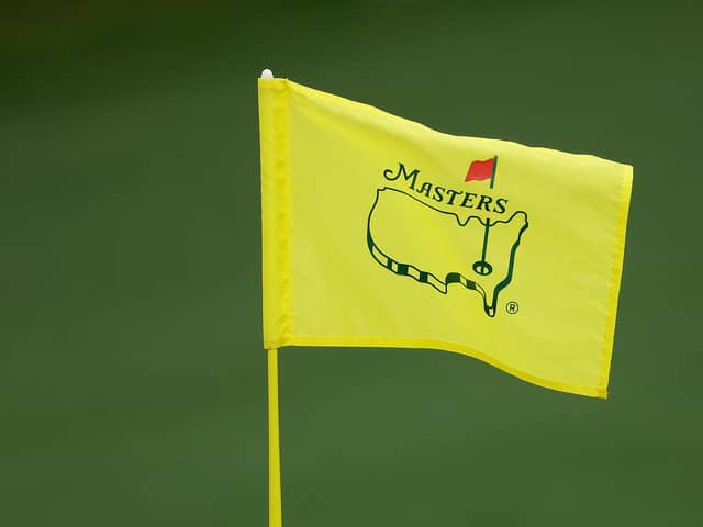 A detail view of a pin flag during a practice round prior to the 2023 Masters Tournament at Augusta National Golf Club on April 03, 2023 in Augusta, Georgia. (Photo by Patrick Smith/Getty Images)