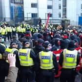 Police Scotland commented that ‘pyrotechnic devices’ were used as they kettled protesters during a climate protest in Glasgow.