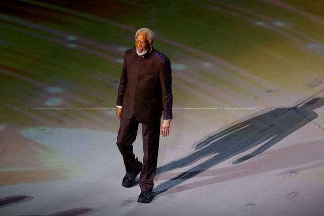 Morgan Freeman performs during the opening ceremony.