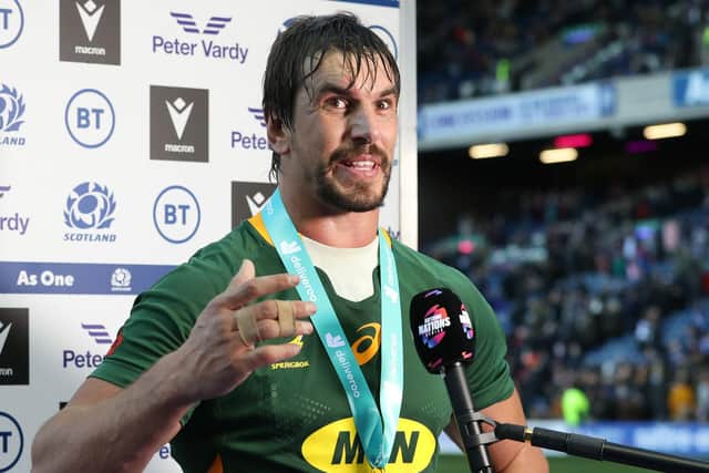 South Africa lock Eben Etzebeth was named player of the match in the Autumn Nations Series win over Scotland.  (Photo by Craig Williamson / SNS Group)