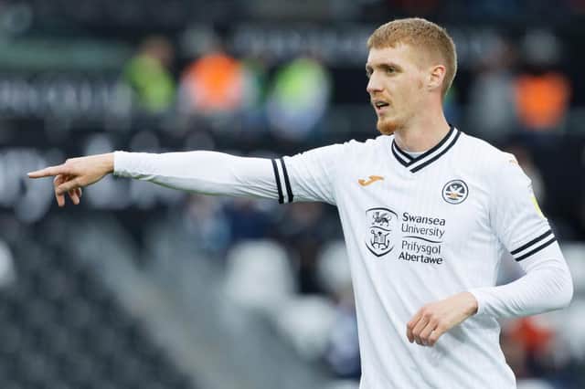 Jay Fulton of Swansea City in action during the Sky Bet Championship match between Swansea City and Huddersfield Town on September 25, 2021. (Photo by Athena Pictures/Getty Images)