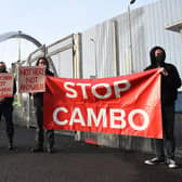 Activists protest against the Cambo oil field project on the sidelines of the COP26 climate change conference