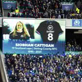 Tributes were paid to former Scotland international Siobhan Cattigan during a Guinness Six Nations match between Scotland and Ireland at BT Murrayfield on March 12, 2023. (Photo by Craig Williamson / SNS Group)