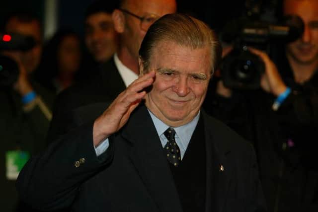 Hungarian legend Ferenc Puskas returned to Hampden in 2002 and scored at the National Stadium and Ibrox during his playing career. (Pictrure: SNS)