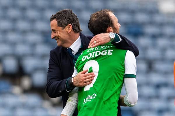 Hibs manager Jack Ross is glad to have Christian Doidge back among his options for the cup semi-final against Rangers at Hampden. (Photo by Ross Parker / SNS Group)