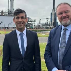 ​David Duguid pictured with Rishi Sunak at St. Fergus earlier this year.