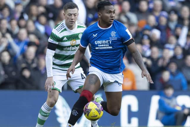 Rangers' Alfredo Morelos is tracked by Celtic's Callum McGregor during the 2-2 draw at Ibrox. (Photo by Alan Harvey / SNS Group)