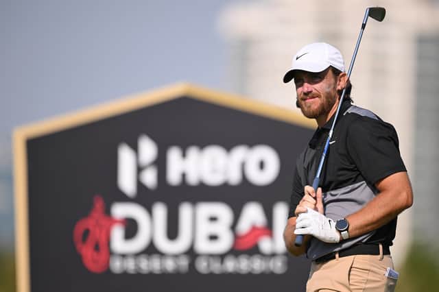 Tommy Fleetwood looks on from the 15th tee during round three of the Hero Dubai Desert Classic at Emirates Golf Club. Picture: Ross Kinnaird/Getty Images.