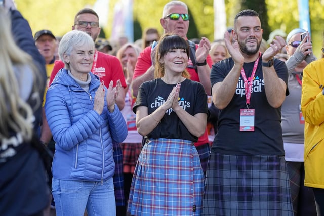 Judy Murray, Laura Boyd and Phillip Petrie at the start line of the biggest ever Kiltwalk