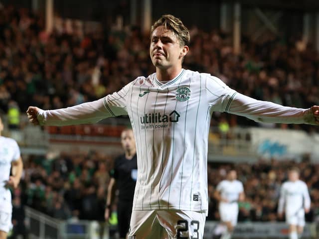 Scott Allan celebrates his goal against Dundee United.