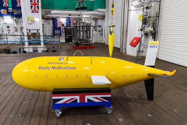 Boaty McBoatface is one of a fleet of robotic submarines being deployed in Antarctica to carry out pioneering underwater surveys around the Thwaites Glacier and ice shelf. Picture: Vickie Flores/EPA-EFE/Shutterstock