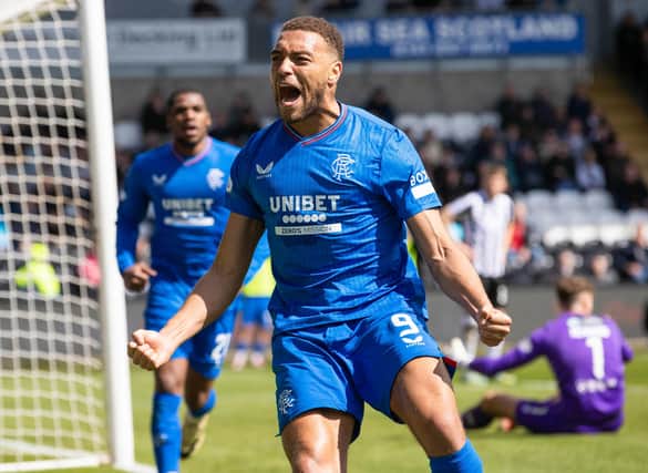 Cyriel Dessers celebrates after putting Rangers 2-1 ahead at St Mirren. (Photo by Alan Harvey / SNS Group)