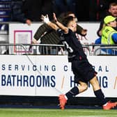 Kai Kennedy celebrates his winner for Falkirk in the Scottish Cup against Ayr.