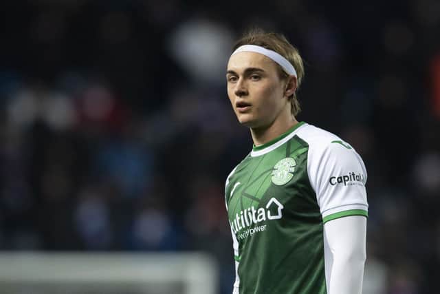 Hibs striker Elias Melkersen has been sold to Strømsgodset for £1.2m.  (Photo by Craig Foy / SNS Group)