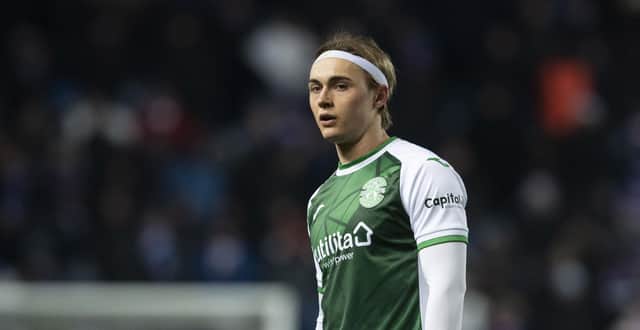 Hibs striker Elias Melkersen has been sold to Strømsgodset for £1.2m.  (Photo by Craig Foy / SNS Group)