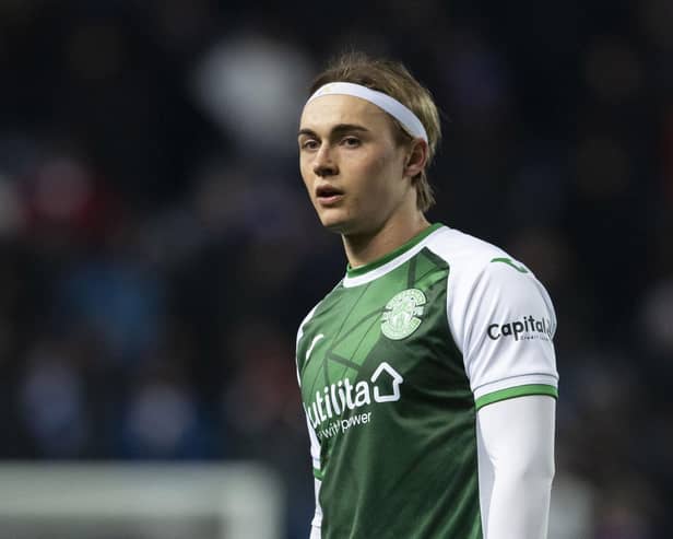 Hibs striker Elias Melkersen has been sold to Strømsgodset for £1.2m.  (Photo by Craig Foy / SNS Group)