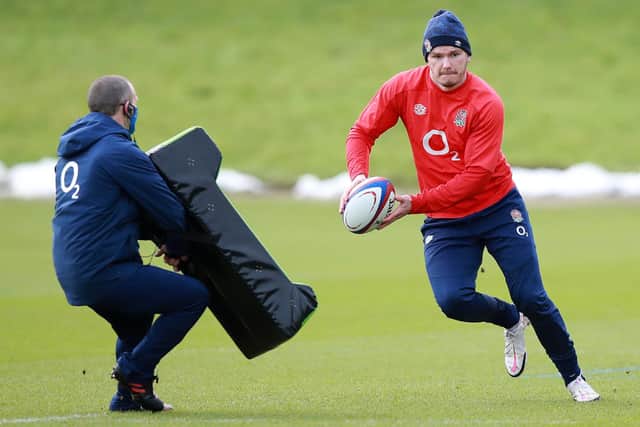 Owen Farrell during an England training session ahead of the Guinness Six Nations at St George's Park. Picture: David Rogers/Getty Images
