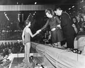 Princess Anne opens the Commonwealth Pool, with Joyce Laidlaw.