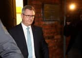 DUP leader Sir Jeffrey Donaldson leaving his party's HQ at Dundela in east Belfast, where he briefed senior members on Government proposals aimed at ending Stormont's powersharing impasse. Picture date: Monday January 29, 2024. PA Photo. See PA story ULSTER Stormont. Photo credit should read: Liam McBurney/PA Wire