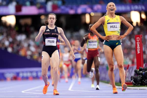 Great Britain's Laura Muir (left) reacts after finishing 5th in the Women's 1500m Final at the Stade de France on the fifteenth day of the 2024 Paris Olympic Games in France. Picture date: Saturday August 10, 2024.